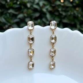 Square Rhinestone Drop Earrings