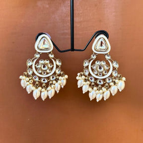 Adrika White Chandbalis Earrings