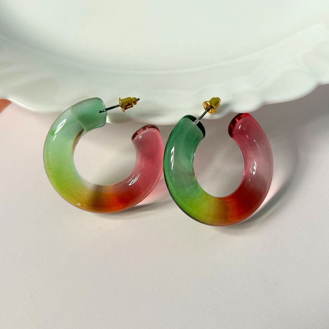 Ziva Green Multicolor Hoop Earrings