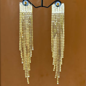 Golden American Diamond Chandelier Earrings