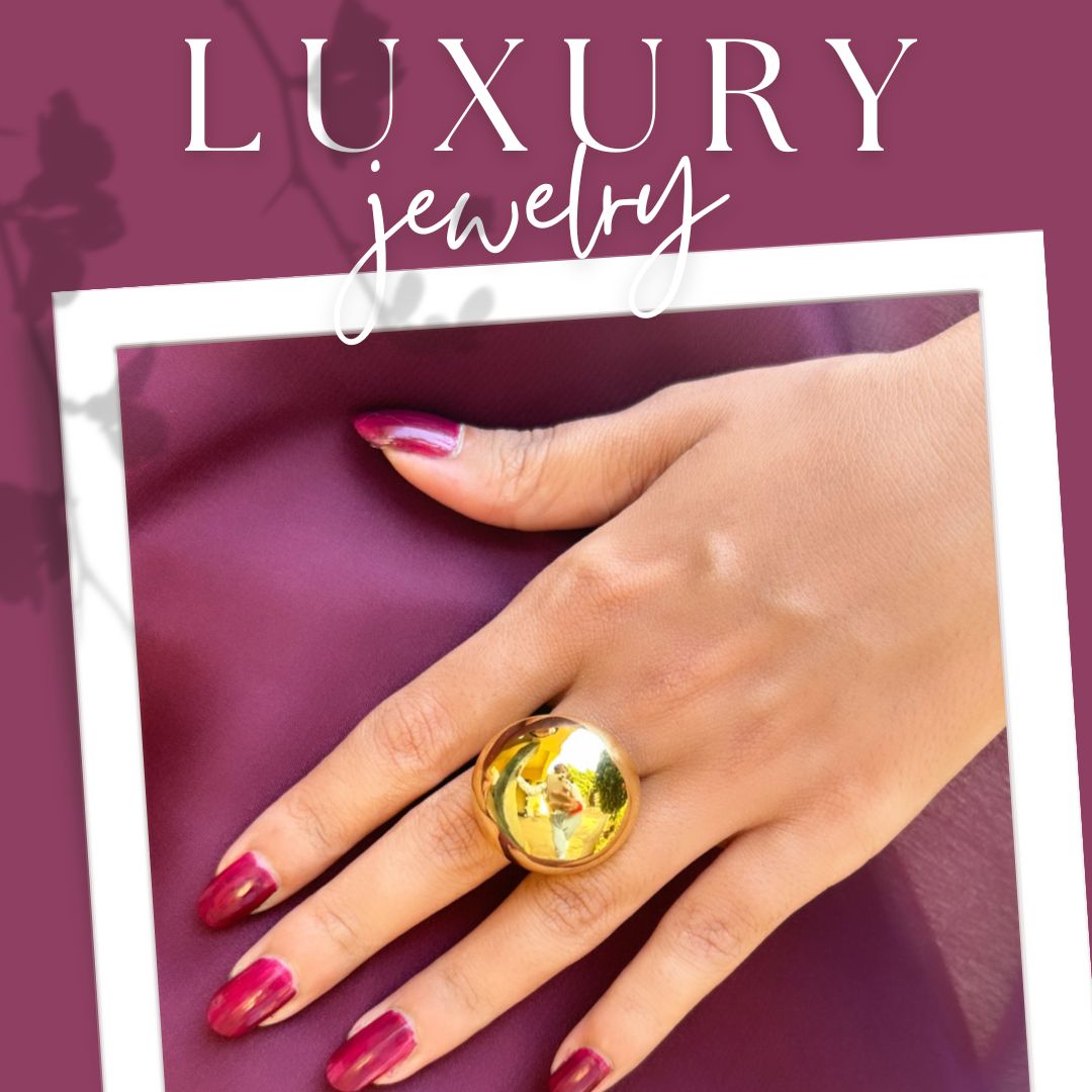 Golden Dome Statement Finger Ring