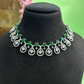 Linda Emerald Green CZ Designer Neckalce Set