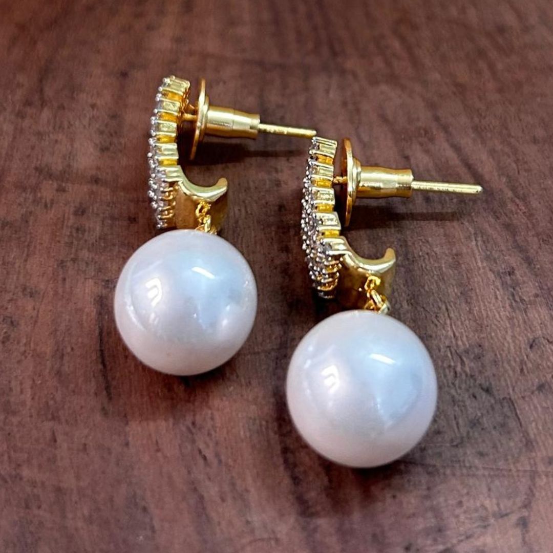 Sparkle Pearl CZ Earrings