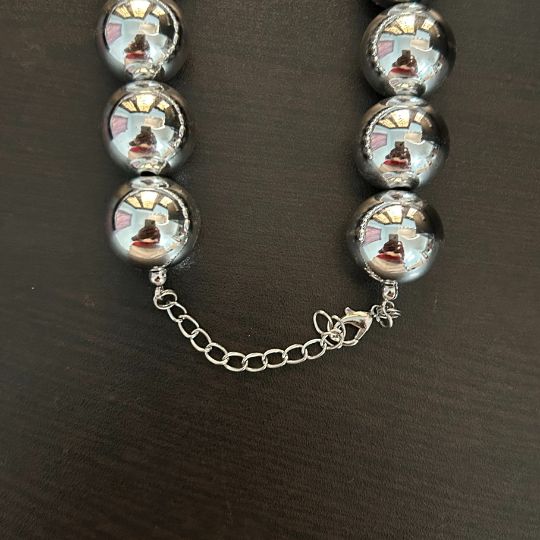 Silver Ball Statement Necklace