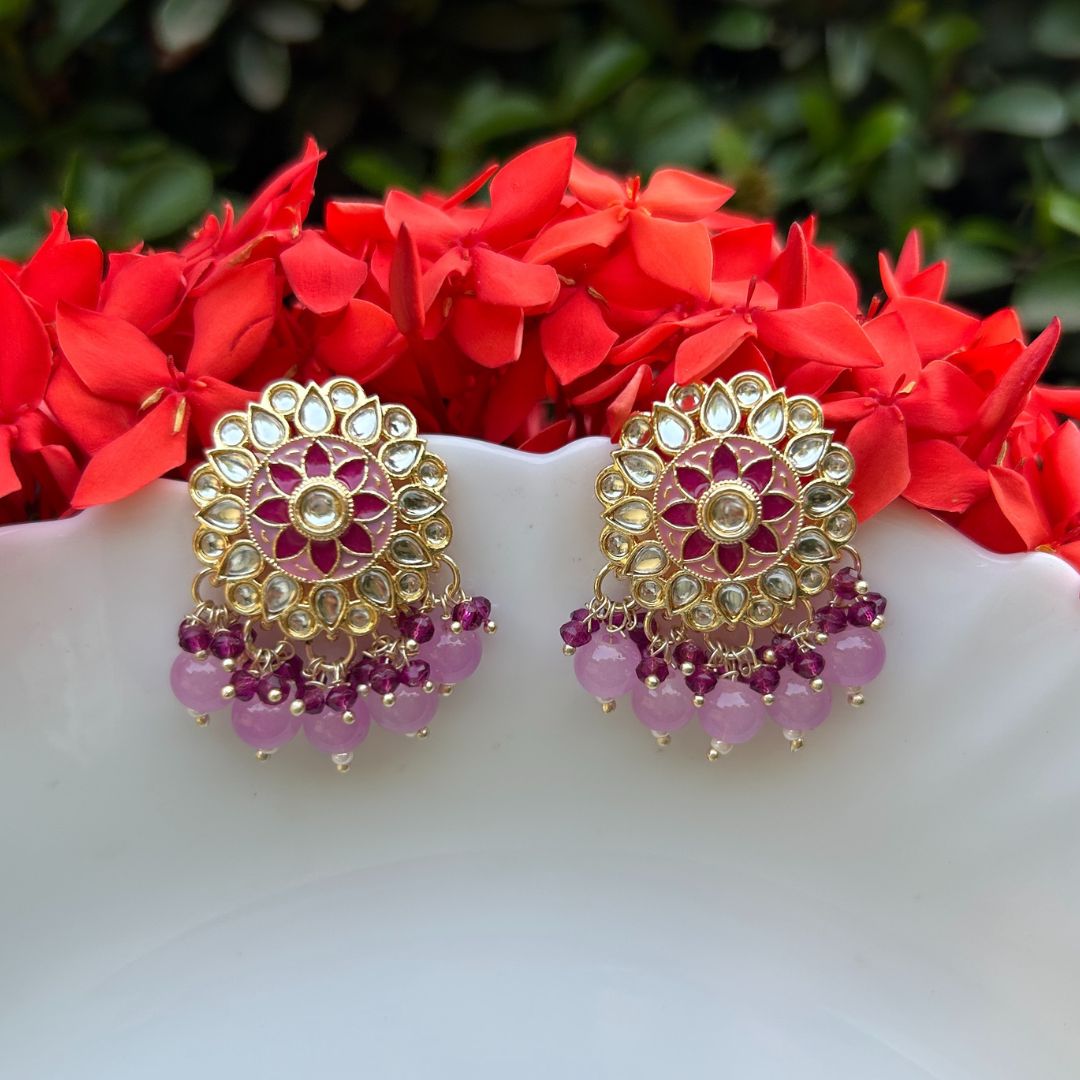 Asti Red Purple Stud Earrings