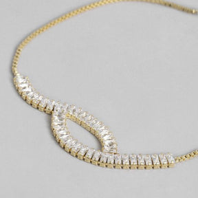 LAIDA Women American Diamond-Studded Oxidised Silver-Plated Link Bracelet