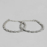 LAIDA Set of 2 German Silver Silver-Plated Oxidised Anklet