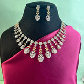 Plastron Design American Diamond Necklace Set