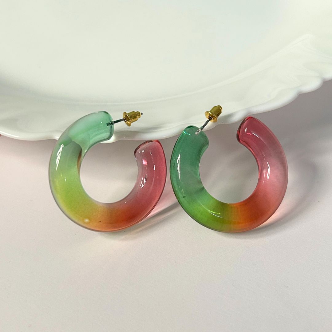 Ziva Green Multicolor Hoop Earrings