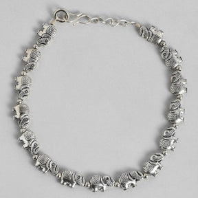 LAIDA Set of 2 German Silver Silver-Plated Oxidised Anklet