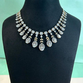 Plastron Design American Diamond Necklace Set