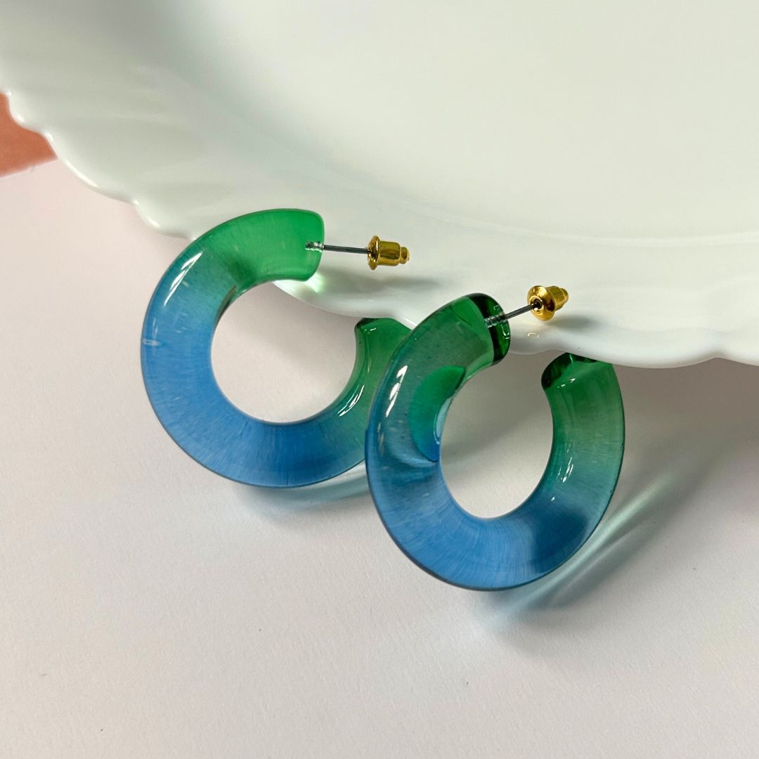 Ziva Blue Multicolor Hoop Earrings