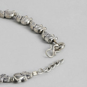 LAIDA Set of 2 German Silver Silver-Plated Oxidised Anklet