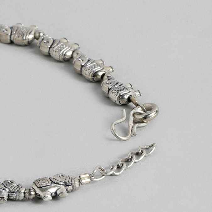 LAIDA Set of 2 German Silver Silver-Plated Oxidised Anklet