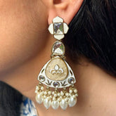 Adveka White Designer Chandbalis Earrings