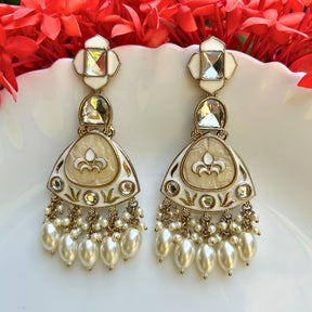 Adveka White Designer Chandbalis Earrings