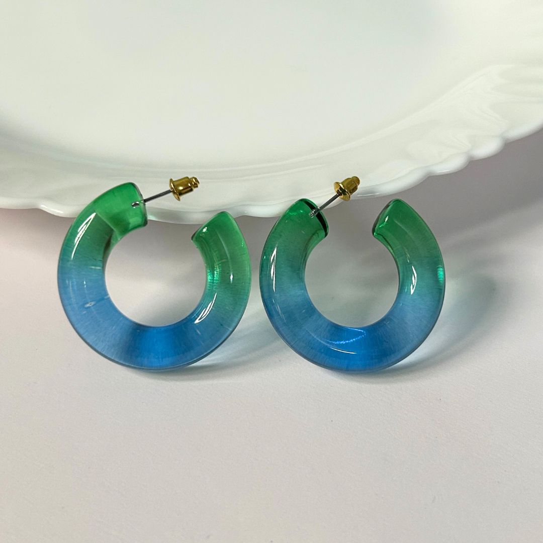 Ziva Blue Multicolor Hoop Earrings