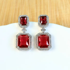 Cooper Ruby American Diamond Earrings