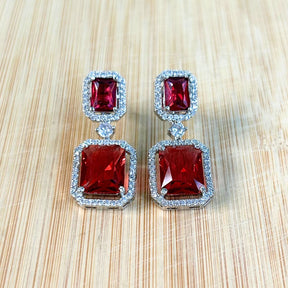 Cooper Ruby American Diamond Earrings