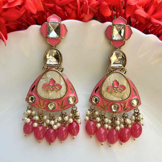 Adveka Pink Designer Chandbalis Earrings