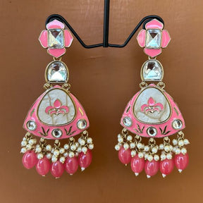 Adveka Pink Designer Chandbalis Earrings