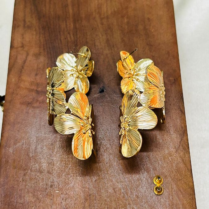 Chakra Flower Golden Earrings