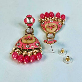 Adveka Pink Designer Chandbalis Earrings