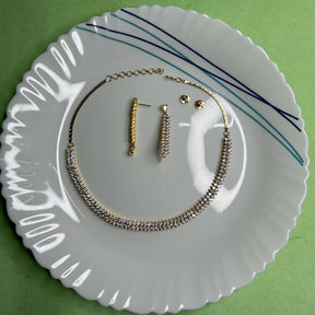 Renee CZ Gold Plated Designer Necklace Set