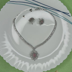 Stacey Pink CZ Designer Necklace Set