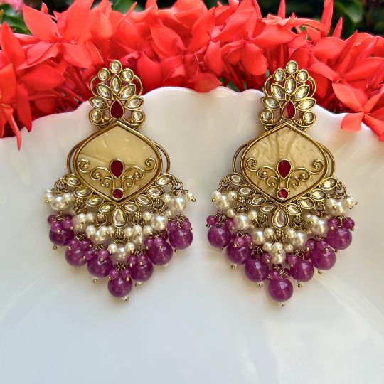 Minisha Purple Designer Chandbalis Earrings