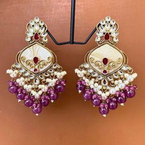 Minisha Purple Designer Chandbalis Earrings