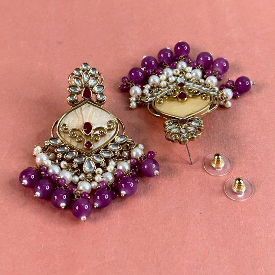 Minisha Purple Designer Chandbalis Earrings