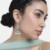 Silver-Plated Oxidised Classic Jhumkas Earrings