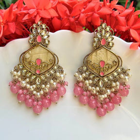 Minisha Pink Designer Chandbalis Earrings