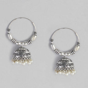 Silver-Plated Oxidised Classic Jhumkas Earrings