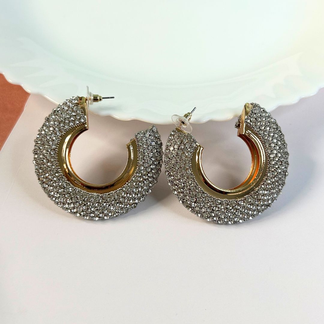 Zef Silver Bling Statement Hoops