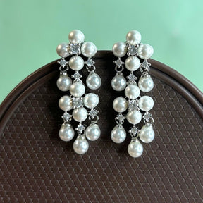 Fancify Silver Plated Pearl AD Earrings