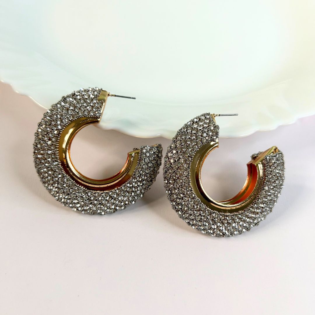 Zef Silver Bling Statement Hoops