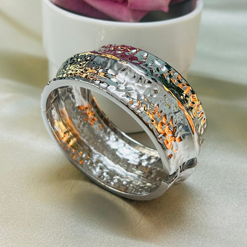 Silver Textured Openable Kada/Cuff