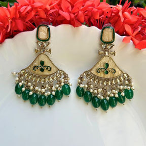 Oorja Green Designer Chandbalis Earrings