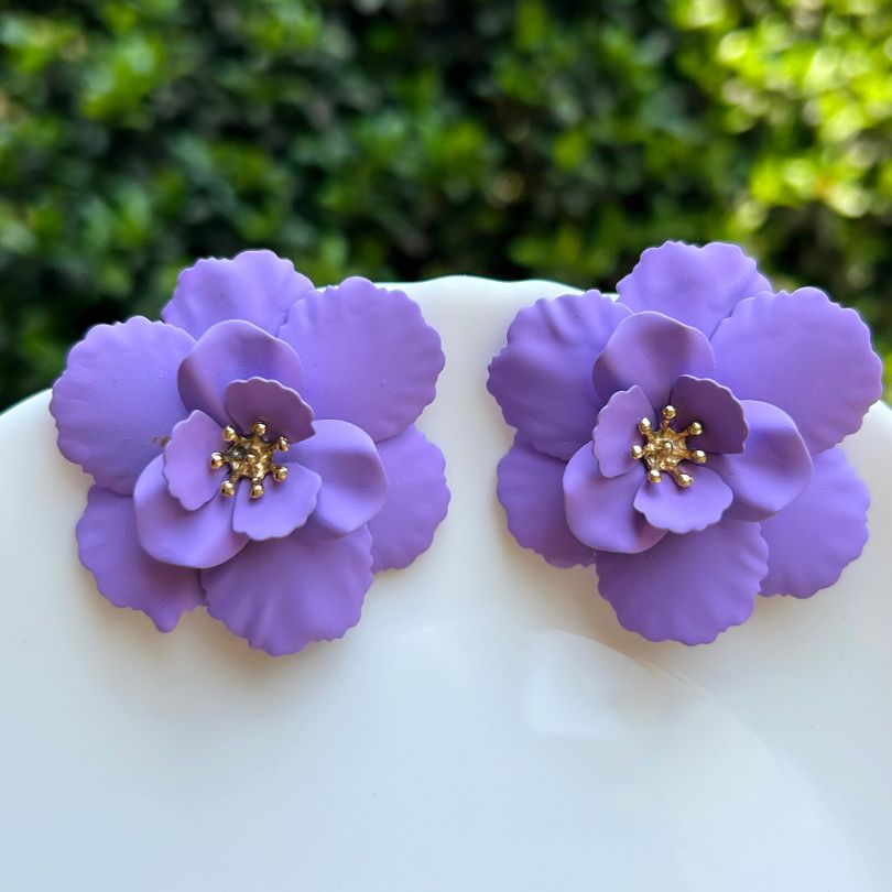 Flower Purple Stud Earrings
