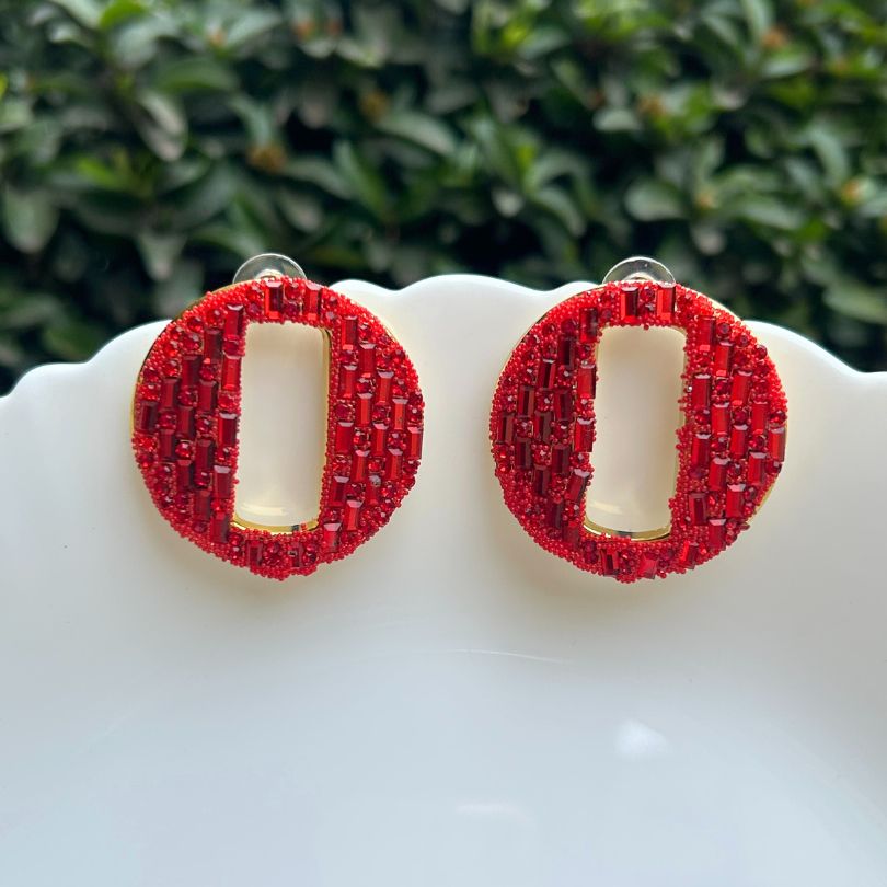 Rose Red Christmas Stud Earring