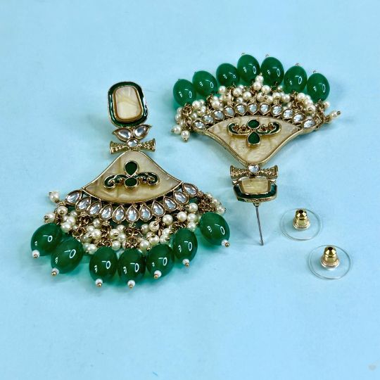 Oorja Green Designer Chandbalis Earrings