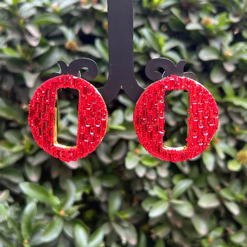 Rose Red Christmas Stud Earring