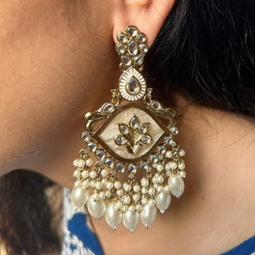 Shanta White Designer Chandbalis Earrings