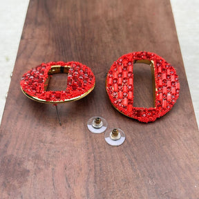 Rose Red Christmas Stud Earring