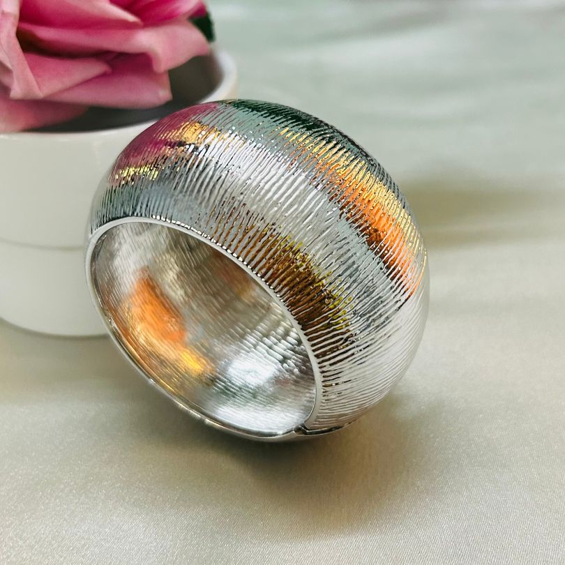 Silver Raised Kada/Cuff - Extra Broad