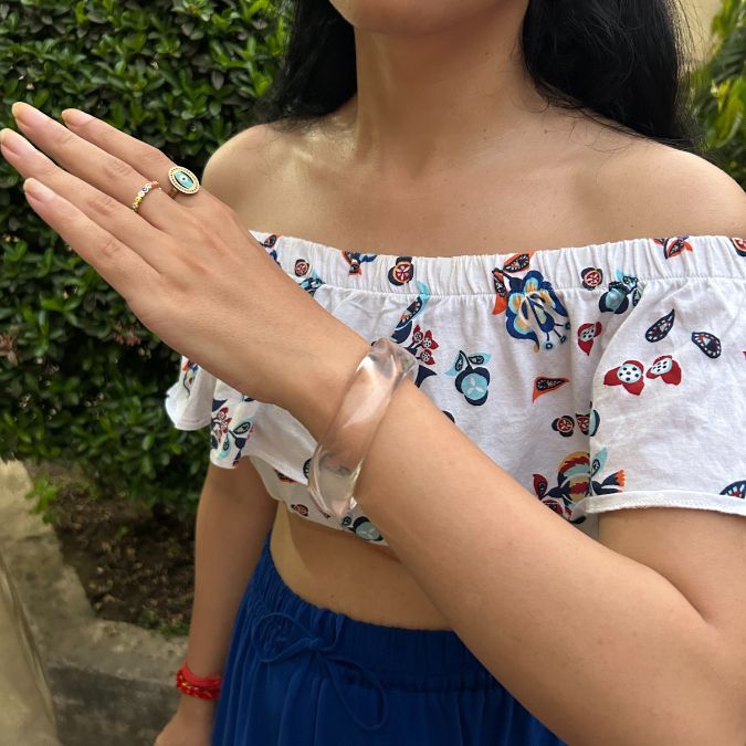 White Clear Transparent Resin Bangles