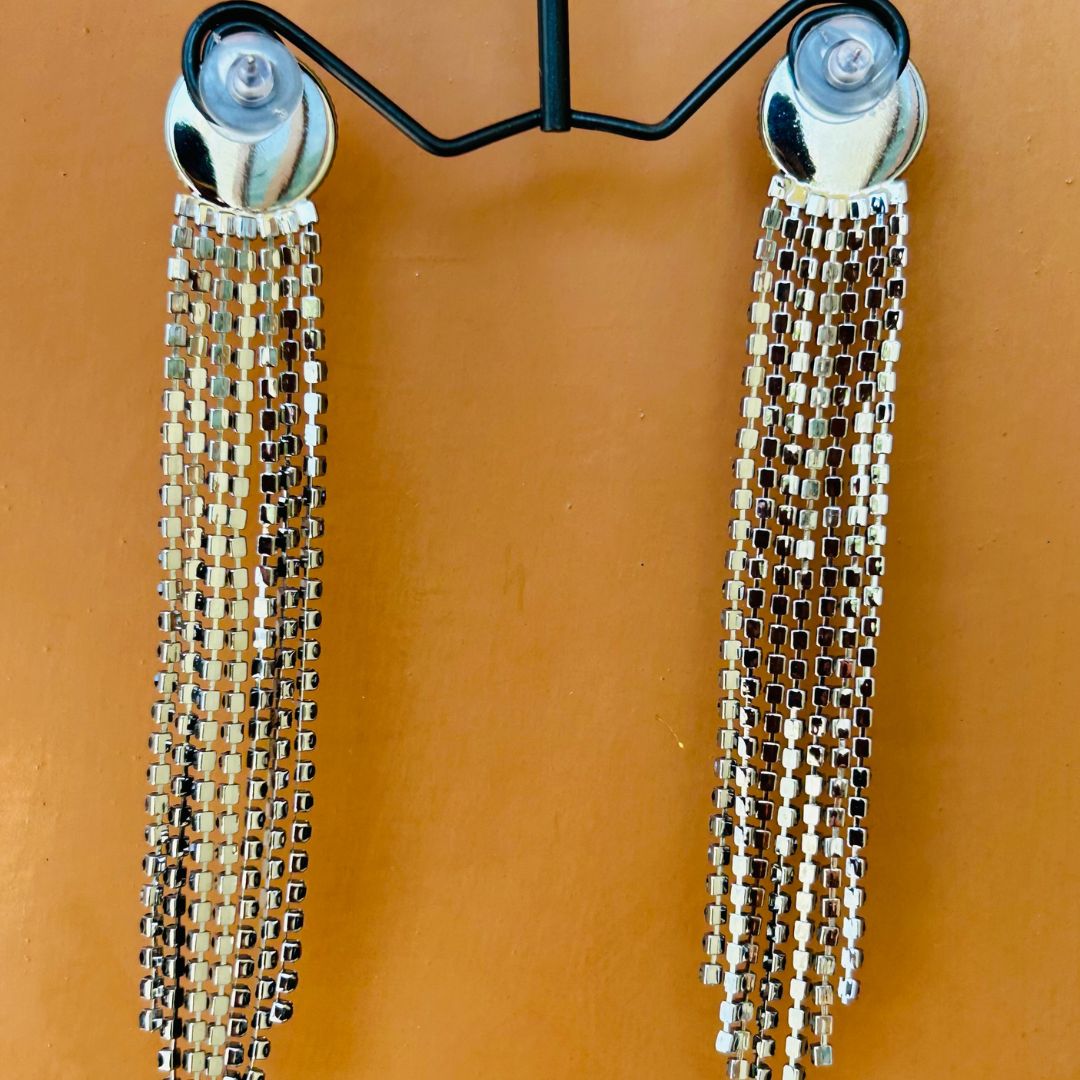 Pearl Black American Diamond Chandelier Earrings