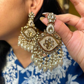 Shanta White Designer Chandbalis Earrings